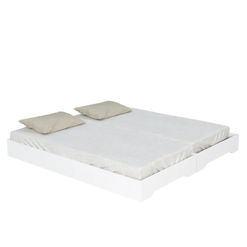 Weber Industries Lot de 2 lits empilables BINGO 90x190 + 2 sommiers / Blanc* Lit Simple