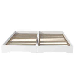 Weber Industries Lot de 2 lits empilables BINGO 90x190 + 2 sommiers / Blanc* Lit Simple