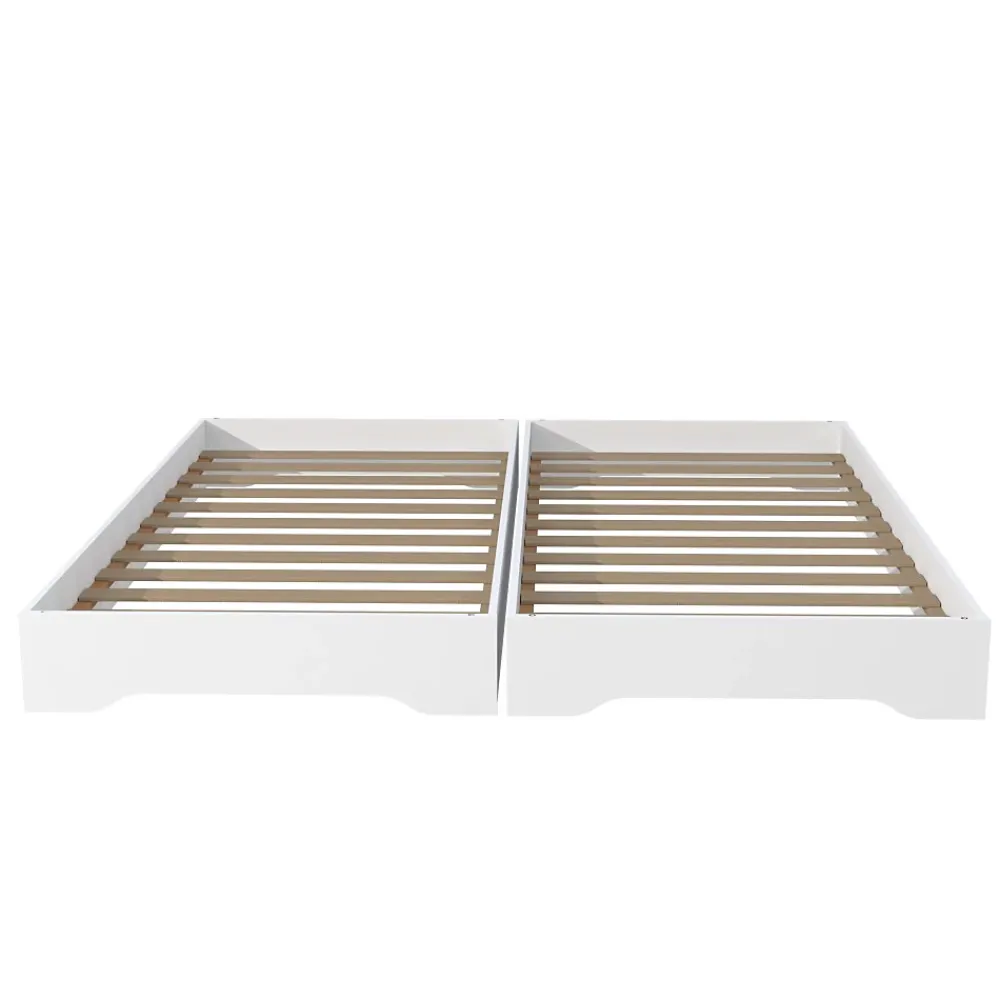 Weber Industries Lot de 2 lits empilables BINGO 90x190 + 2 sommiers / Blanc* Lit Simple