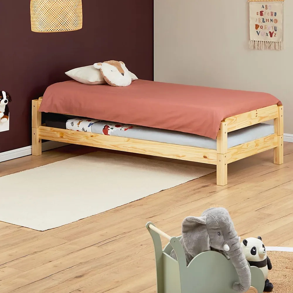Idimex Lot de 2 lits superposables 80x190 cm RINO en pin massif, vernis naturel* Lit Avec Rangement