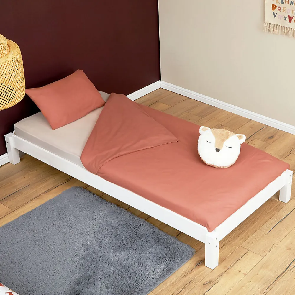 Lot de 2 lits superposables 90x190 cm RINO en pin massif lasuré blanc>Idimex Best