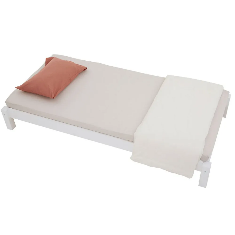 Lot de 2 lits superposables 90x190 cm RINO en pin massif lasuré blanc>Idimex Best