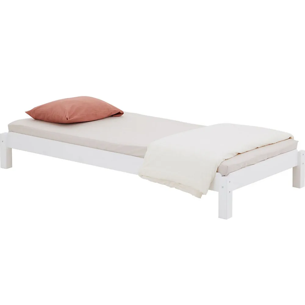 Lot de 2 lits superposables 90x190 cm RINO en pin massif lasuré blanc>Idimex Best