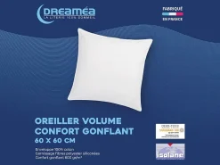 Vente-unique Lot de 2 oreillers - 60 x 60 cm de DREAMEA - 600 gr - MARIN* Oreiller Moelleux