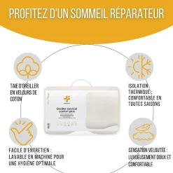 Lot de 2 oreillers - taie d'oreiller en coton - Confort Plus><noscript><img width=