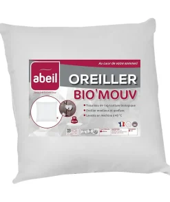 Abeil Lot de 2 oreillers anti-acariens - 60 x 60 cm - 100% coton Bio -* Oreiller Moelleux