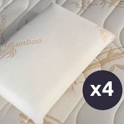 Olympe Literie Lot de 4 oreillers Bamboo 40x60 cm Mémoire de forme* Oreiller Mémoire De Forme