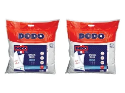 Lot de 2 oreillers toucher peau de pêche - 60 x 60 cm - DOUX DUO><noscript><img width=