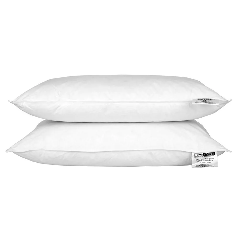 Lot de 2 oreillers en plumes et duvet d'oie, 50 x 75 cm ->Homescapes Outlet