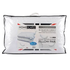 Lot de 2 oreillers en plumes et duvet d'oie, 50 x 75 cm ->Homescapes Outlet