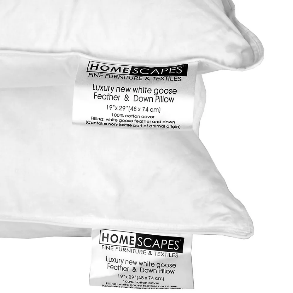 Lot de 2 oreillers en plumes et duvet d'oie, 50 x 75 cm ->Homescapes Outlet