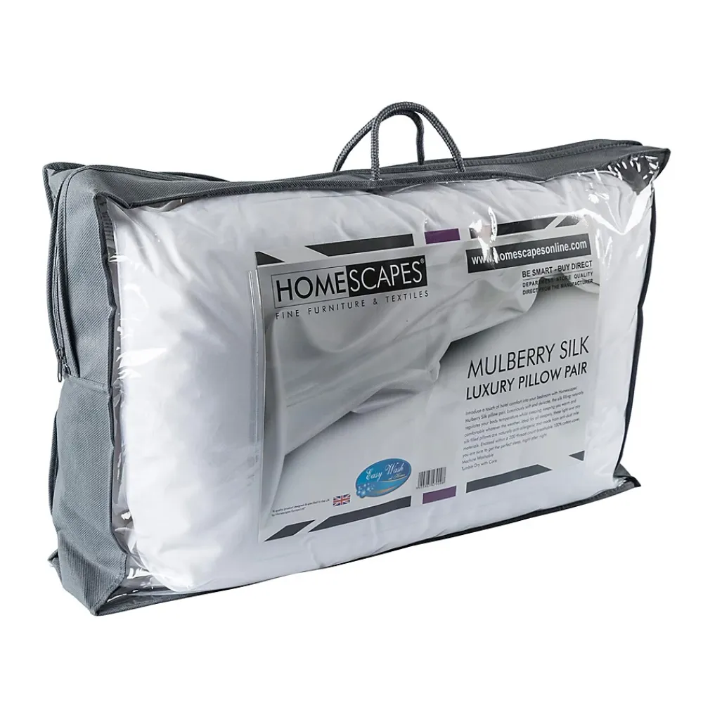 Homescapes Lot de 2 oreillers en soie de mûriers, 50 x 75 cm -* Oreiller Moelleux