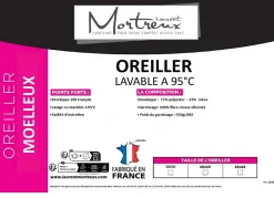 Mortreux Lot De 2 Oreillers Moelleux Polycoton à Bouillir - 50 x 70 - 31144* Oreiller Moelleux