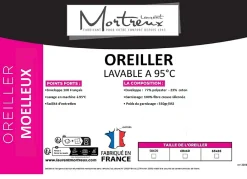 Mortreux Lot De 2 Oreillers Moelleux Polycoton à Bouillir - 60 x 60 - 31145* Oreiller Moelleux