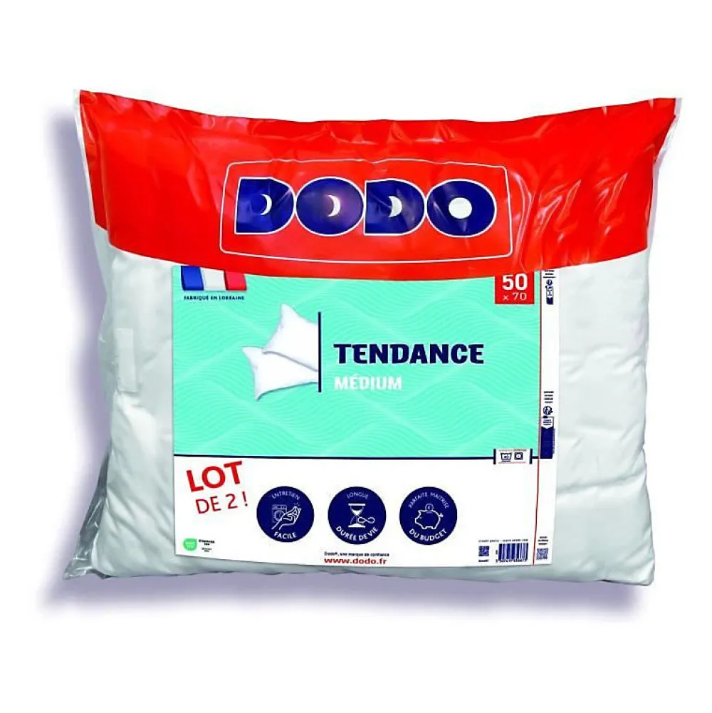 Lot de 2 oreillers Tendance 50x70 cm- 100% Polyester ->Dodo Best
