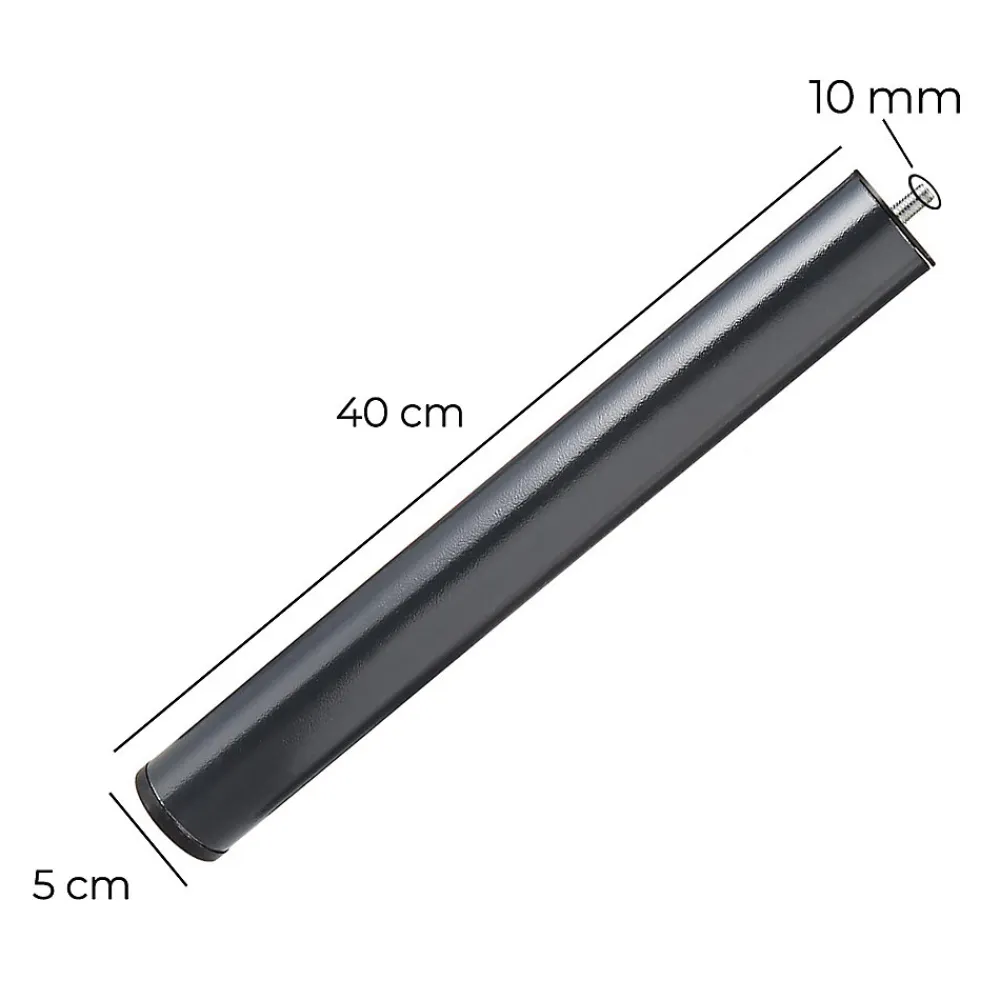 Juanio Lot de 4 pieds de lit à visser pour sommier tapissier couleur noir - Hauteur 40 cm x diamètre 5 cm, pas de vis de 10 mm* Pied De Lit