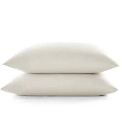 Lot de 2 taies d'oreiller "Drift" pur coton teint lavé 57 fils/cm² toutes dimensions - Ecru - Taies d'oreiller 63 x 63 cm x 2>Sleep Retreat Hot