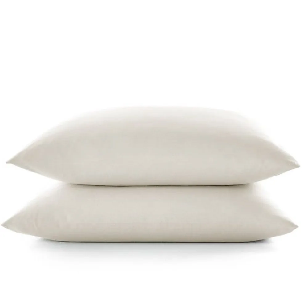 Lot de 2 taies d'oreiller "Drift" pur coton teint lavé 57 fils/cm² toutes dimensions - Ecru - Taies d'oreiller 63 x 63 cm x 2>Sleep Retreat Hot