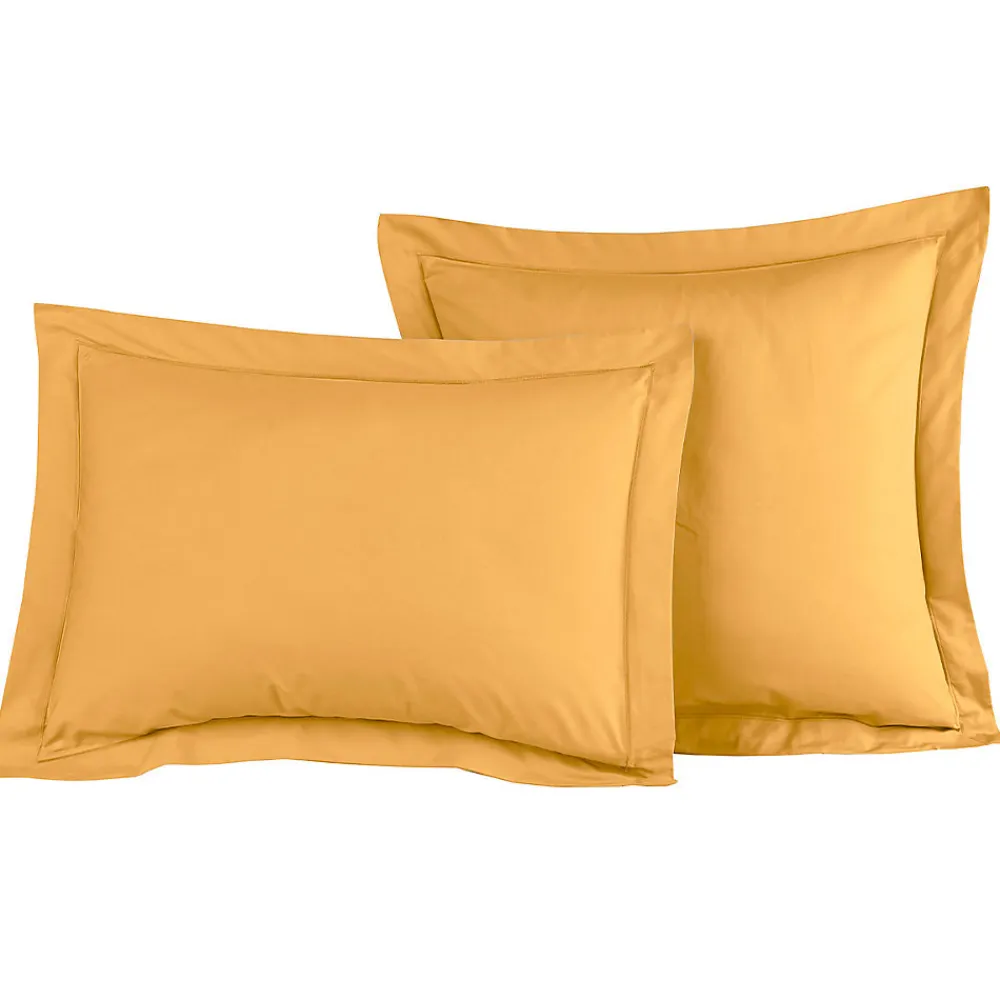 Lot de 2 taies d'oreiller en percale de coton Caramel 65x65 cm SOFT PERCALE>Sensei Maison Clearance