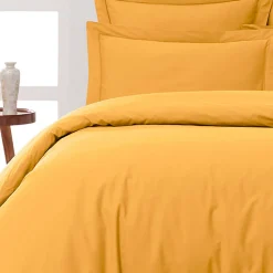 Lot de 2 taies d'oreiller en percale de coton Caramel 65x65 cm SOFT PERCALE><noscript><img width=