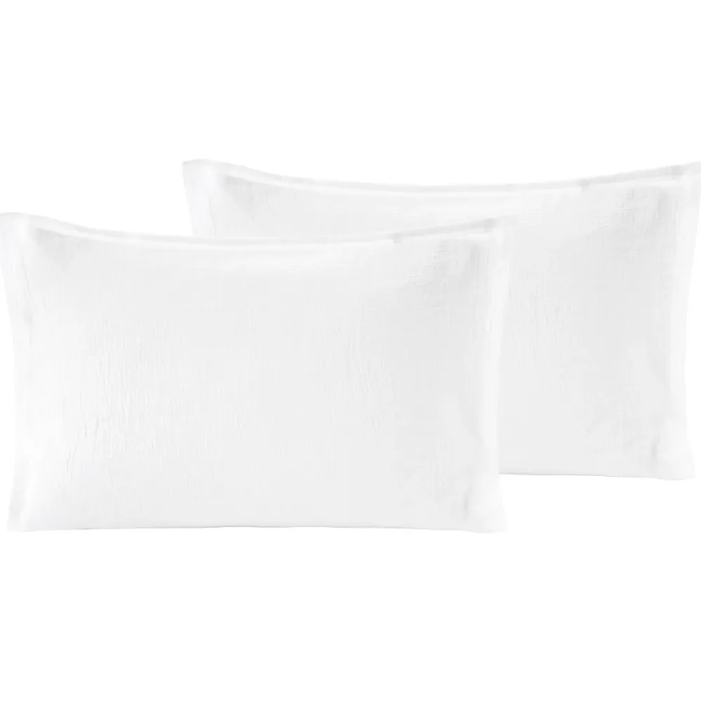 Sensei Maison Lot de 2 taies d'oreiller en gaze de coton Blanc 50x70 cm LOFT* Taie D'Oreiller