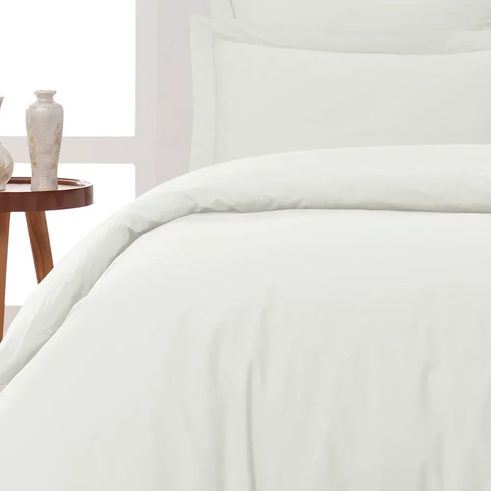 Sensei Maison Lot de 2 taies d'oreiller en percale de coton Ecru 65x65 cm SOFT PERCALE* Taie D'Oreiller