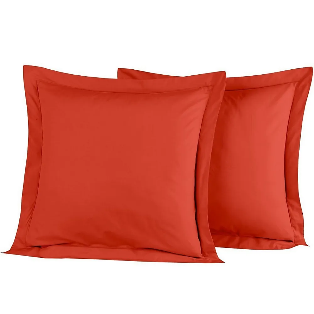 Lot de 2 taies d'oreiller en percale de coton Terracota 65x65 cm SOFT PERCALE>Sensei Maison New