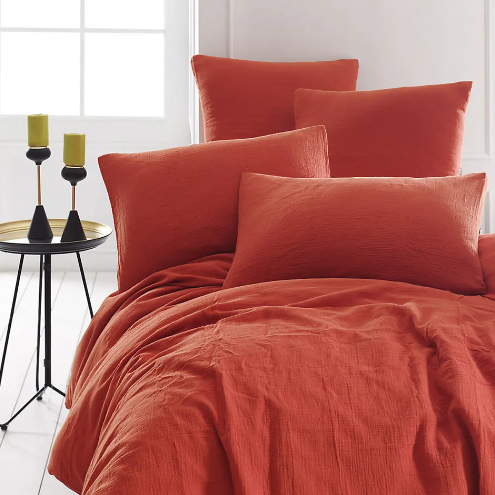 Lot de 2 taies d'oreiller en gaze de coton Terracota 65x65 cm LOFT>Sensei Maison Online