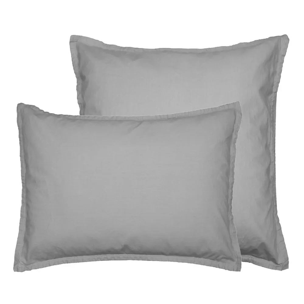 Lot de 2 taies d'oreiller en flanelle de coton Gris Perle 50x70 cm KLAPPEN>Sensei Maison Discount