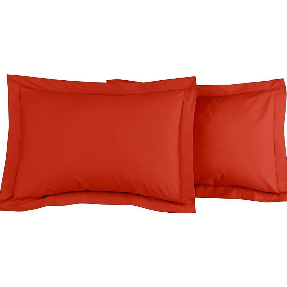 Lot de 2 taies d'oreiller en percale de coton Terracota 50x70 cm SOFT PERCALE>Sensei Maison Outlet