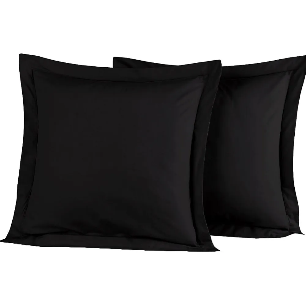 Lot de 2 taies d'oreiller en percale de coton Noir 65x65 cm SOFT PERCALE>Sensei Maison Online