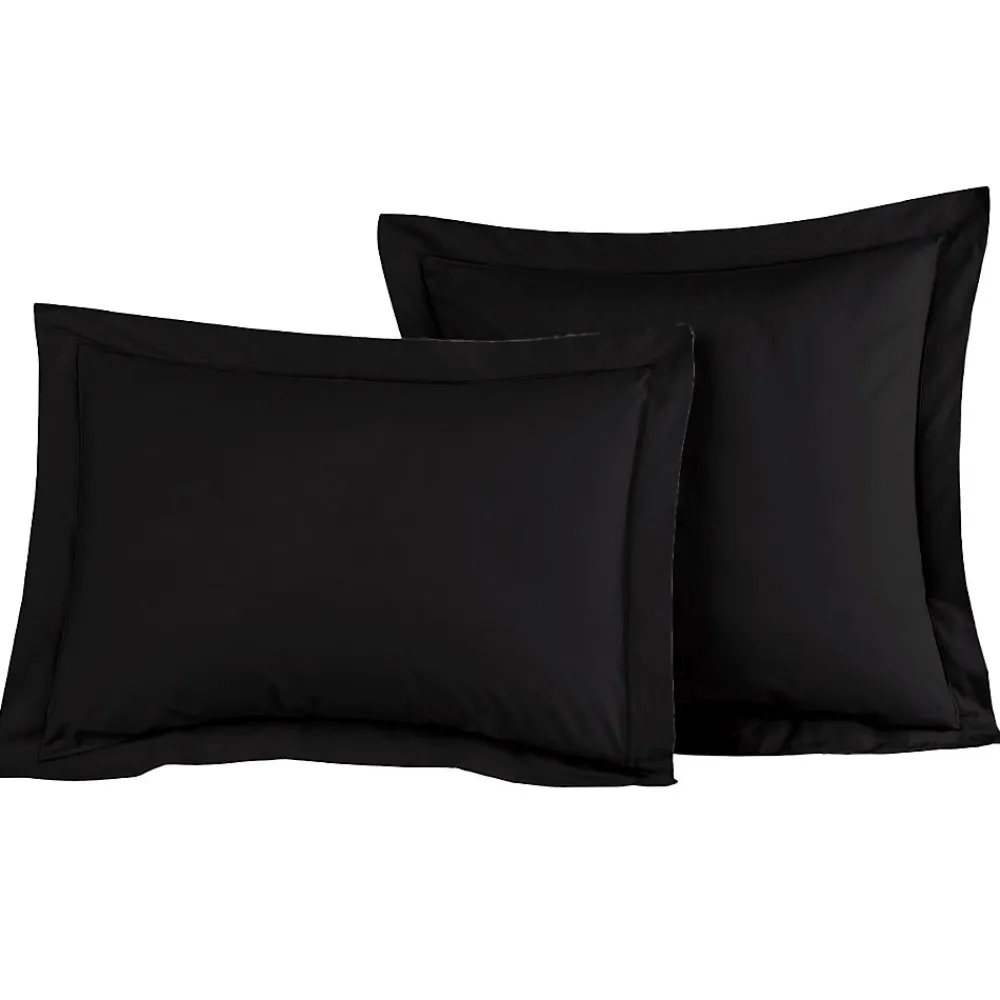 Lot de 2 taies d'oreiller en percale de coton Noir 65x65 cm SOFT PERCALE>Sensei Maison Online