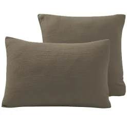Sensei Maison Lot de 2 taies d'oreiller en gaze de coton Noisette 50x70 cm LOFT* Taie D'Oreiller