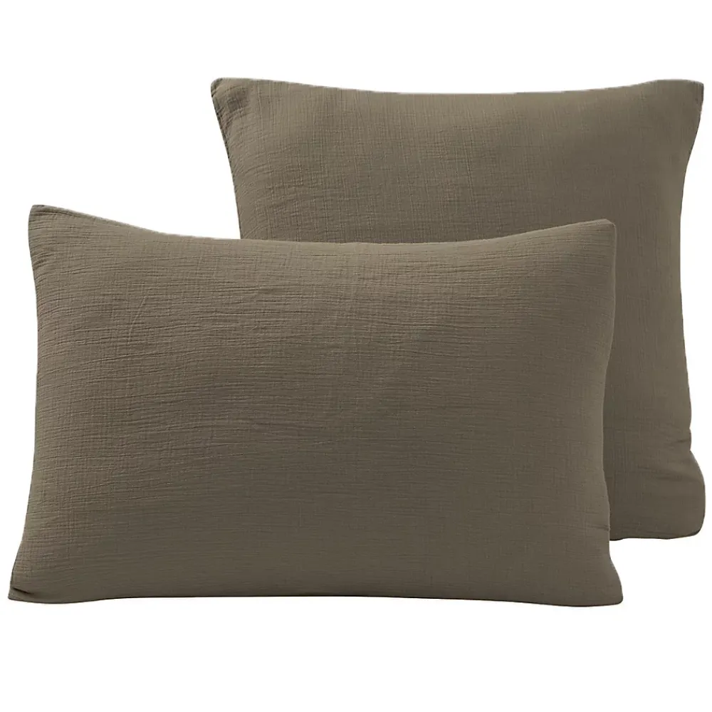 Sensei Maison Lot de 2 taies d'oreiller en gaze de coton Noisette 50x70 cm LOFT* Taie D'Oreiller