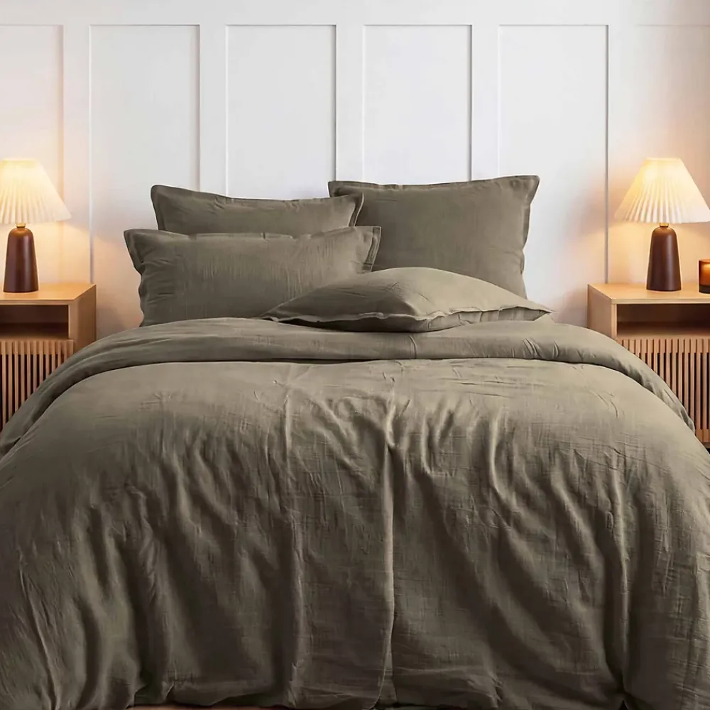 Sensei Maison Lot de 2 taies d'oreiller en gaze de coton Noisette 50x70 cm LOFT* Taie D'Oreiller