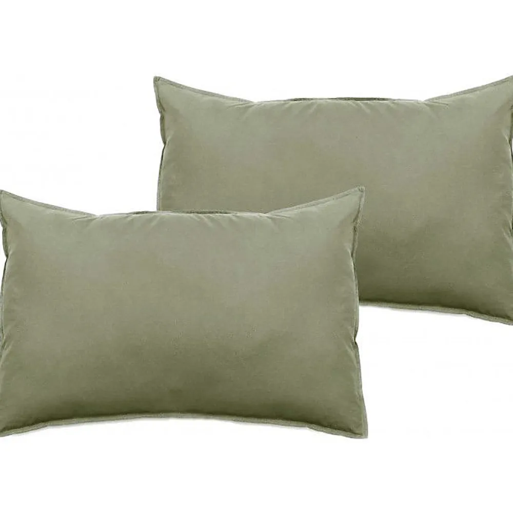 Lot de 2 taies d'oreiller Palace pur coton teint lavé 63 fils/cm² - Palace Sauge - Lot de 2 taies d'oreiller 50 x 70 c>Vent Du Sud Clearance