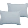 Vent Du Sud Lot de 2 taies d'oreiller percale pur coton peigné longues fibres 80 fils/cm² - Glacier - Lot de 2 taies d'oreiller 50* Taie D'Oreiller