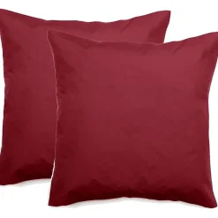 Vent Du Sud Lot de 2 taies d'oreiller percale pur coton peigné longues fibres 80 fils/cm² - Carmin - Lot de 2 taies d'oreiller 65* Taie D'Oreiller