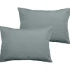 Vent Du Sud Lot de 2 taies d'oreiller percale pur coton peigné longues fibres 80 fils/cm² - Lichen - Lot de 2 taies d'oreiller 50* Taie D'Oreiller