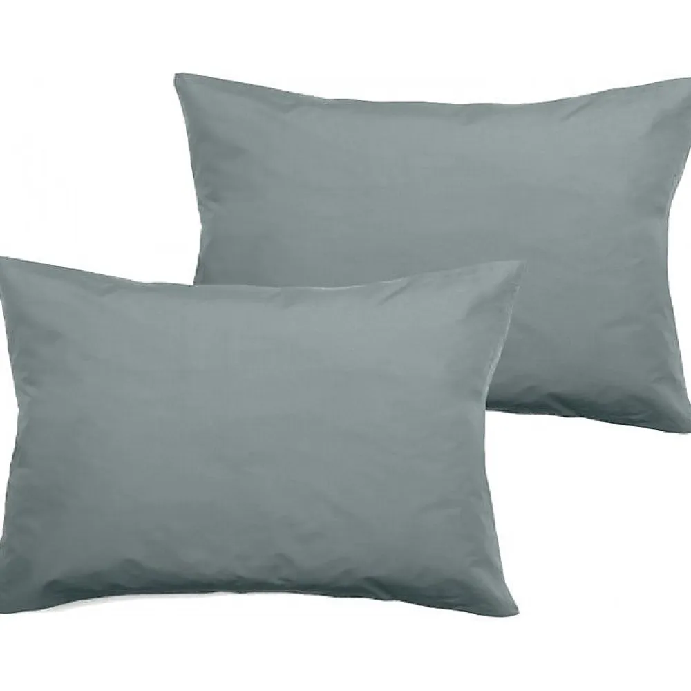 Vent Du Sud Lot de 2 taies d'oreiller percale pur coton peigné longues fibres 80 fils/cm² - Lichen - Lot de 2 taies d'oreiller 50* Taie D'Oreiller