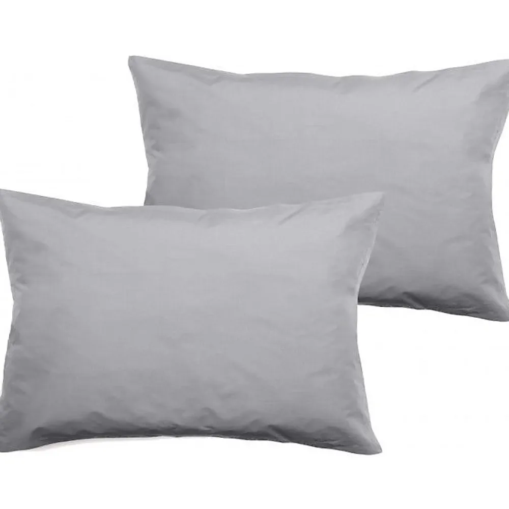 Lot de 2 taies d'oreiller percale pur coton peigné longues fibres 80 fils/cm² - Perle - Lot de 2 taies d'oreiller 50 x>Vent Du Sud