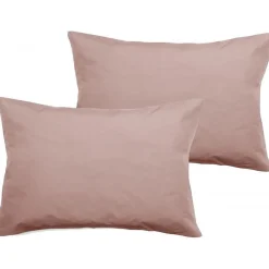 Lot de 2 taies d'oreiller percale pur coton peigné longues fibres 80 fils/cm² - Rose - Lot de 2 taies d'oreiller 50 x>Vent Du Sud Discount