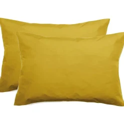 Lot de 2 taies d'oreiller percale pur coton peigné longues fibres 80 fils/cm² - Moutarde - Lot de 2 taies d'oreiller 5>Vent Du Sud Clearance