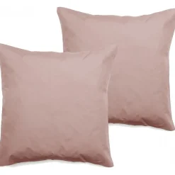 Lot de 2 taies d'oreiller percale pur coton peigné longues fibres 80 fils/cm² - Rose - Lot de 2 taies d'oreiller 65 x>Vent Du Sud Discount