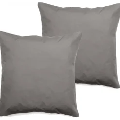 Lot de 2 taies d'oreiller percale pur coton peigné longues fibres 80 fils/cm² - Cendre - Lot de 2 taies d'oreiller 65>Vent Du Sud Hot