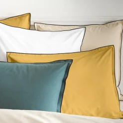 Future Home Lot de 2 taies d'oreiller unies en coton finition bourdon 50x70cm* Taie D'Oreiller