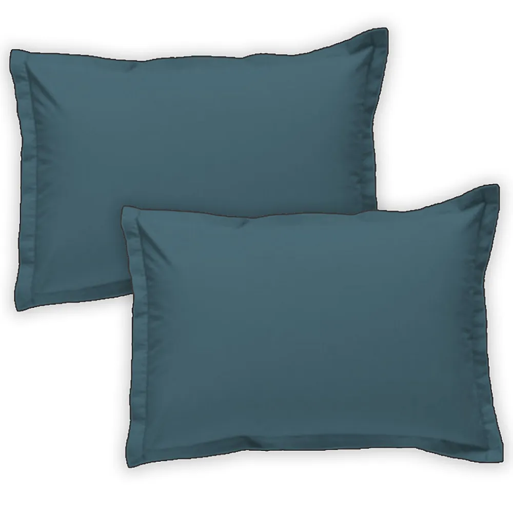 Lot de 2 taies d'oreiller unies en coton finition bourdon 50x70cm>Future Home Clearance