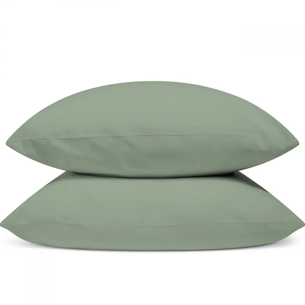 Bleu Calin Lot de 2 Taies d'oreiller unies 50x75cm PERCALE SAUGE* Taie D'Oreiller