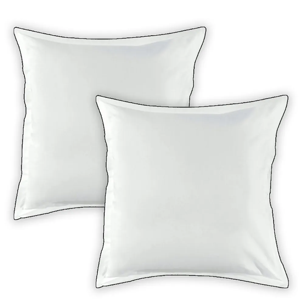 Lot de 2 taies d'oreiller unies en coton finition bourdon 65x65cm>Future Home Online