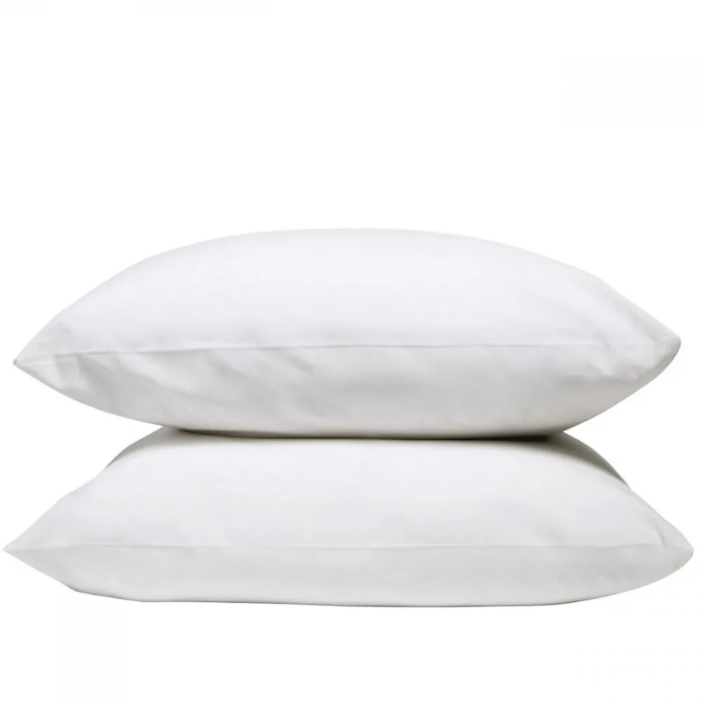 Lot de 2 Taies d'oreiller unies 50x75cm PERCALE BLANC>Bleu Calin Online